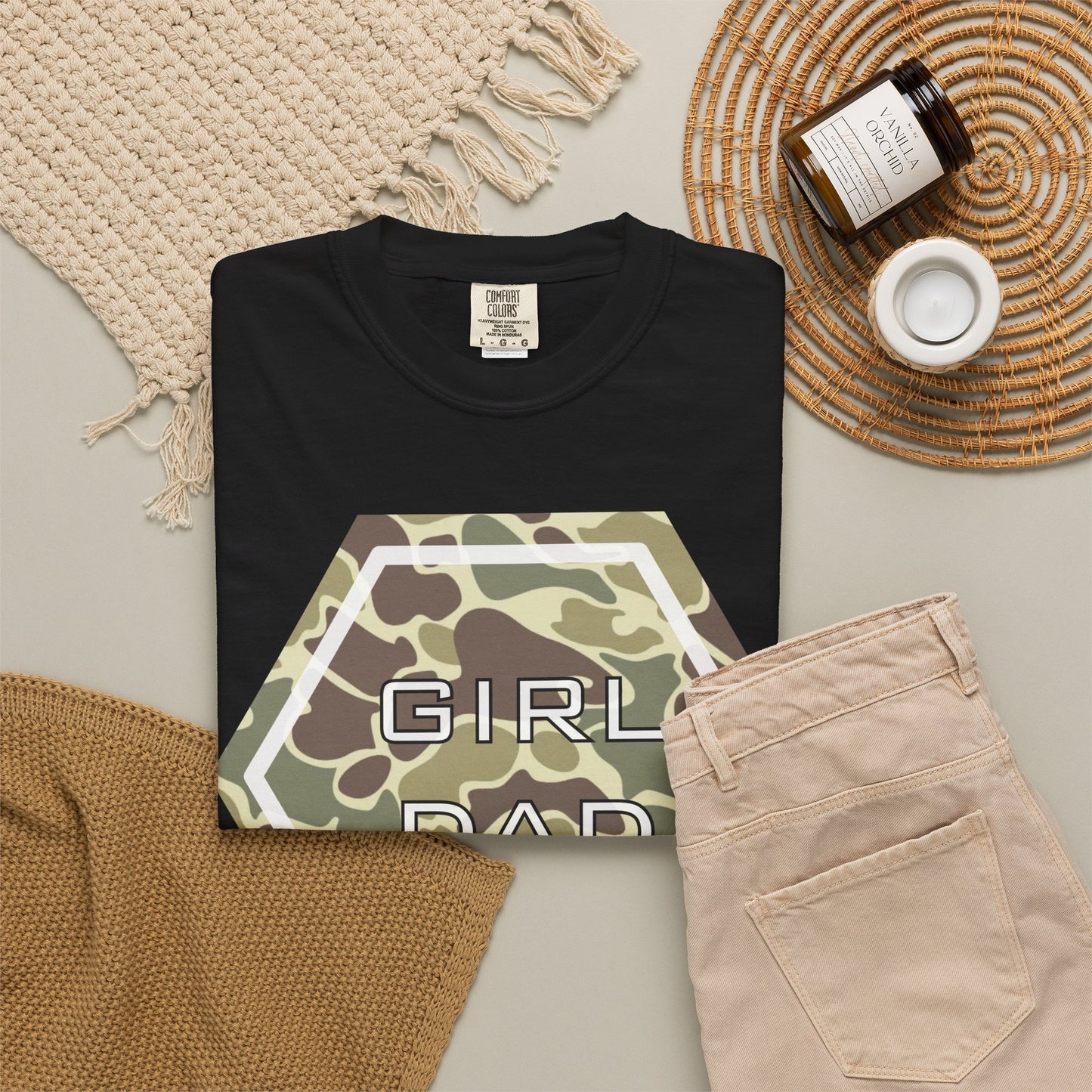 Girl Dad Camo T-Shirt — Military Camo Hexagon Father’s Day Tee