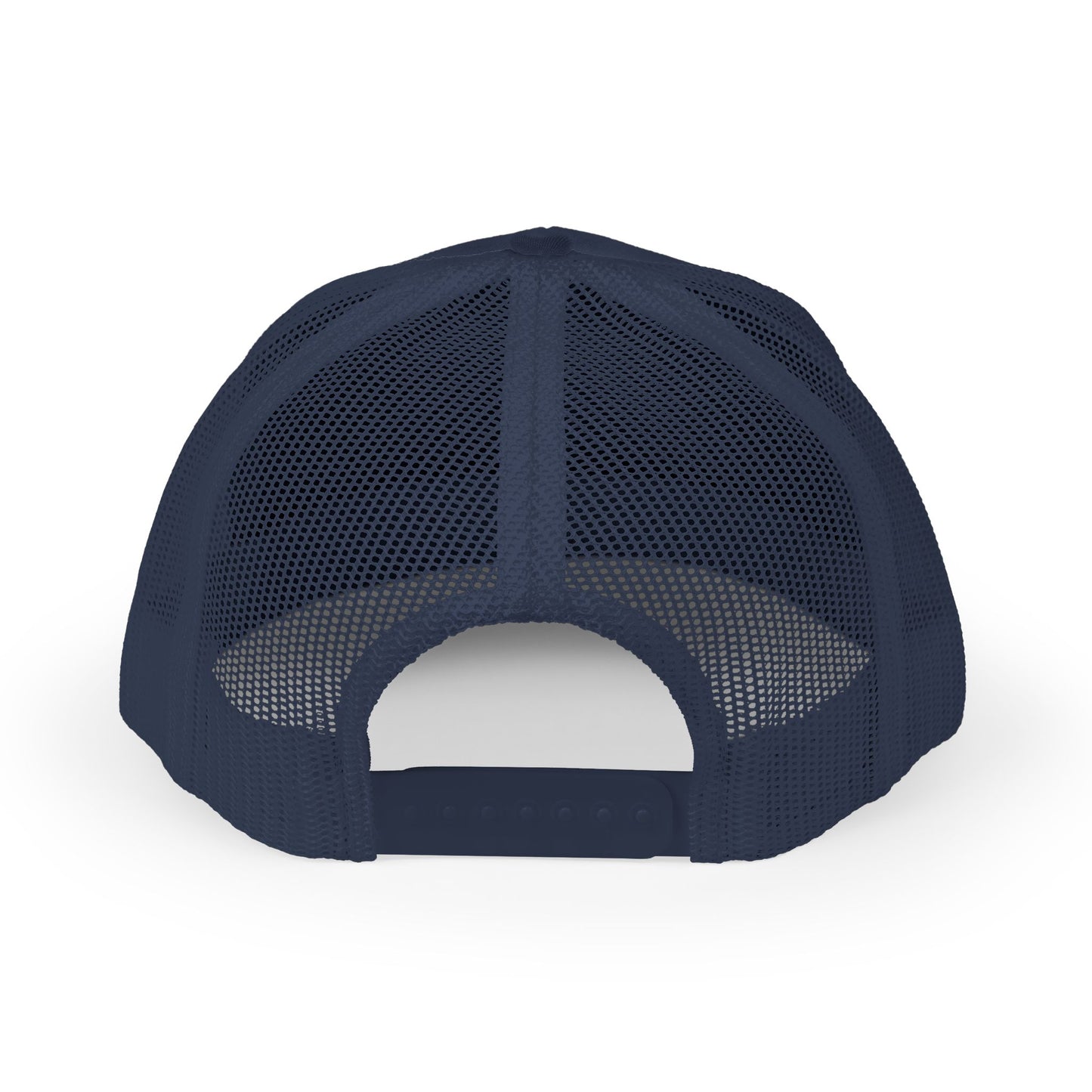 Trucker Cap — “Just a Mom Trusting Jesus” Embroidered Faith Snapback