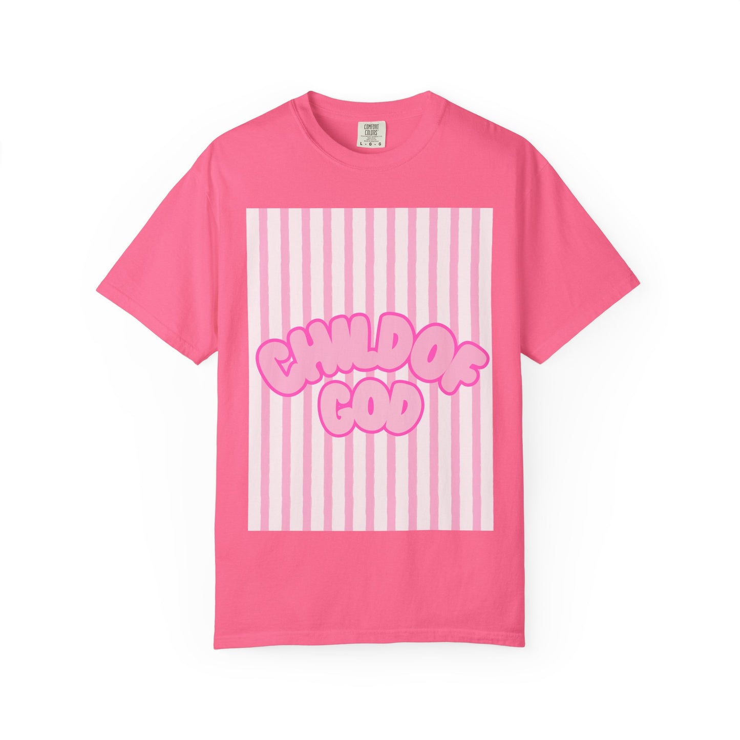 Child of God T-Shirt — Pink Striped Faith Graphic Tee