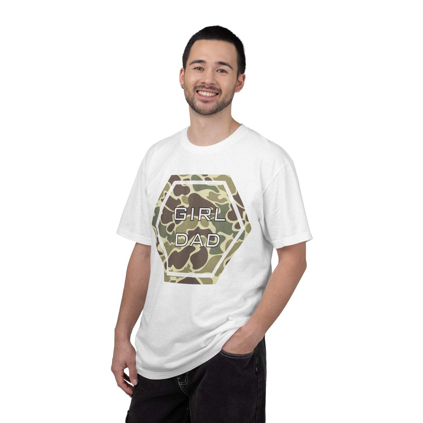 Girl Dad Camo T-Shirt — Military Camo Hexagon Father’s Day Tee