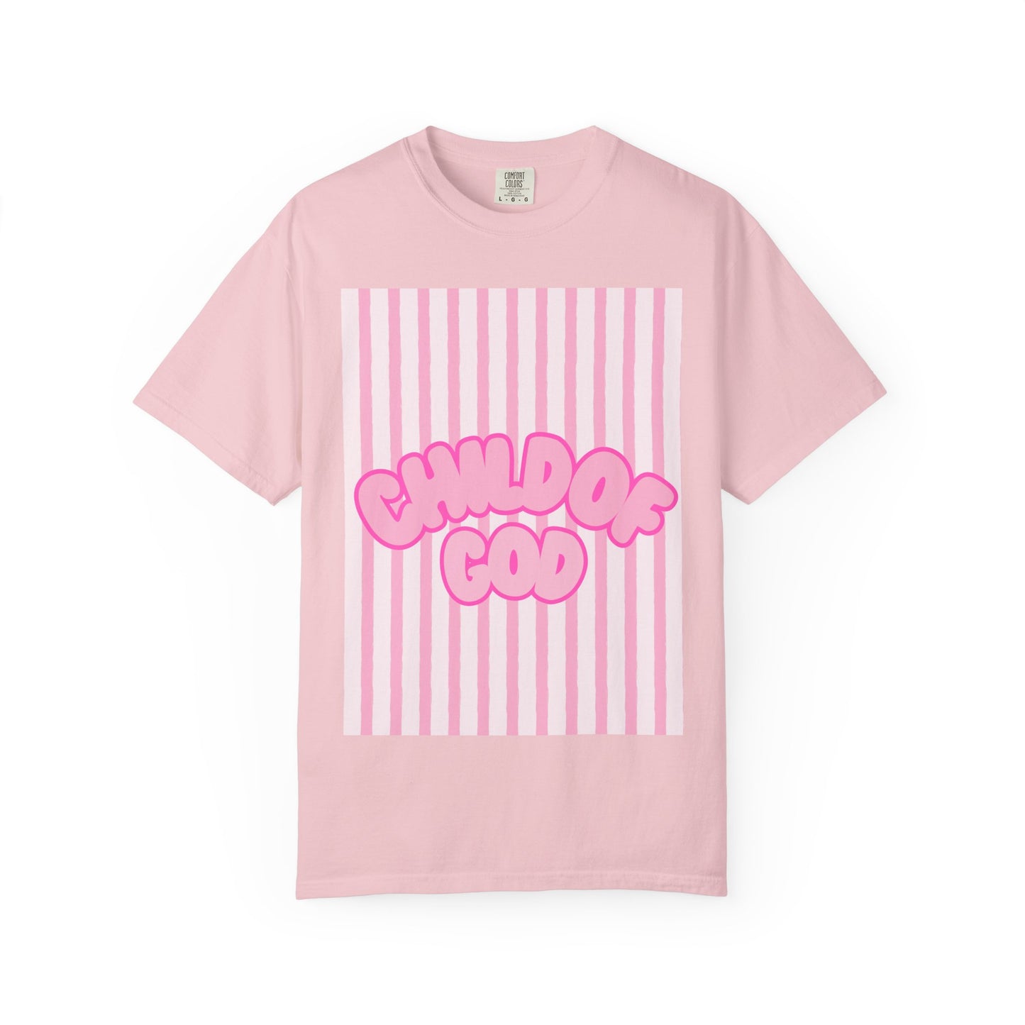 Child of God T-Shirt — Pink Striped Faith Graphic Tee