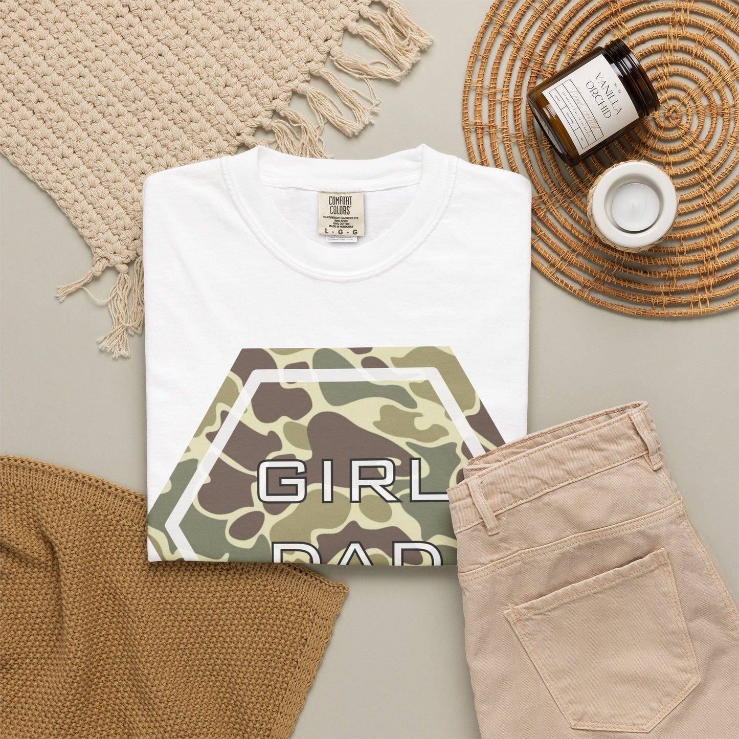 Girl Dad Camo T-Shirt — Military Camo Hexagon Father’s Day Tee