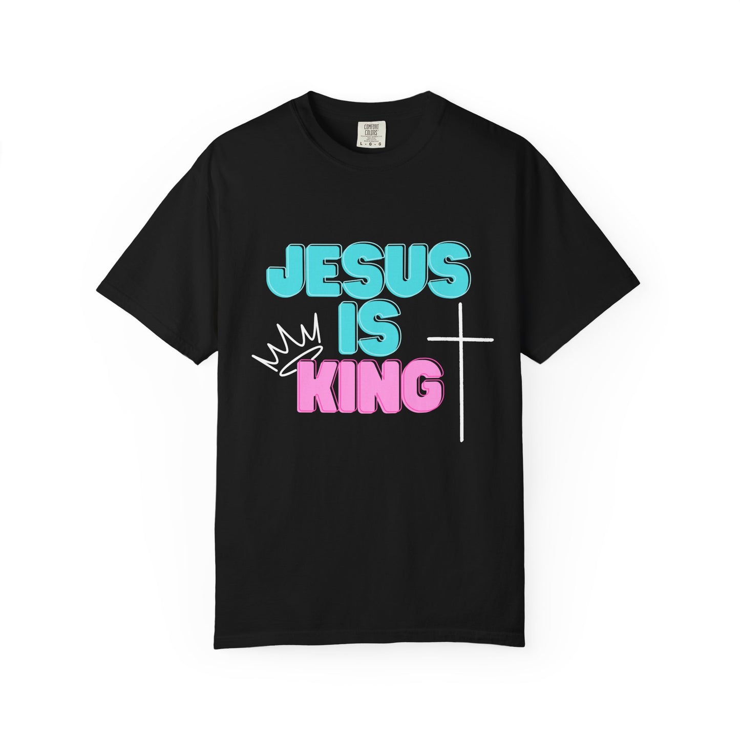 Jesus Is King T-Shirt — Christian Faith Tee with Crown & Cross Design