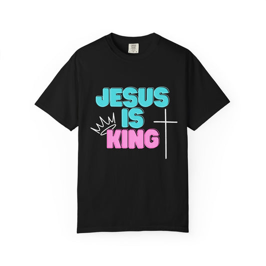 Jesus Is King T-Shirt — Christian Faith Tee with Crown & Cross Design