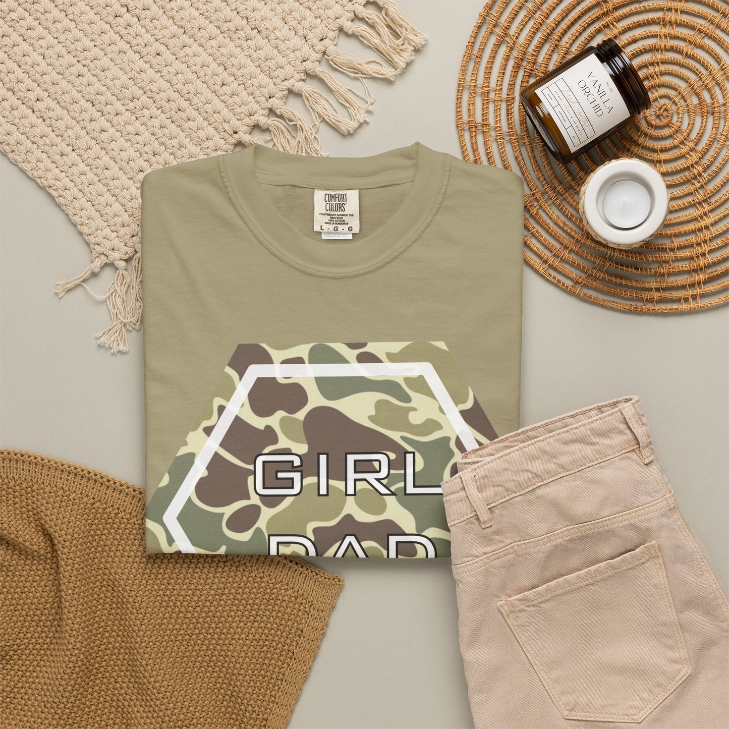 Girl Dad Camo T-Shirt — Military Camo Hexagon Father’s Day Tee