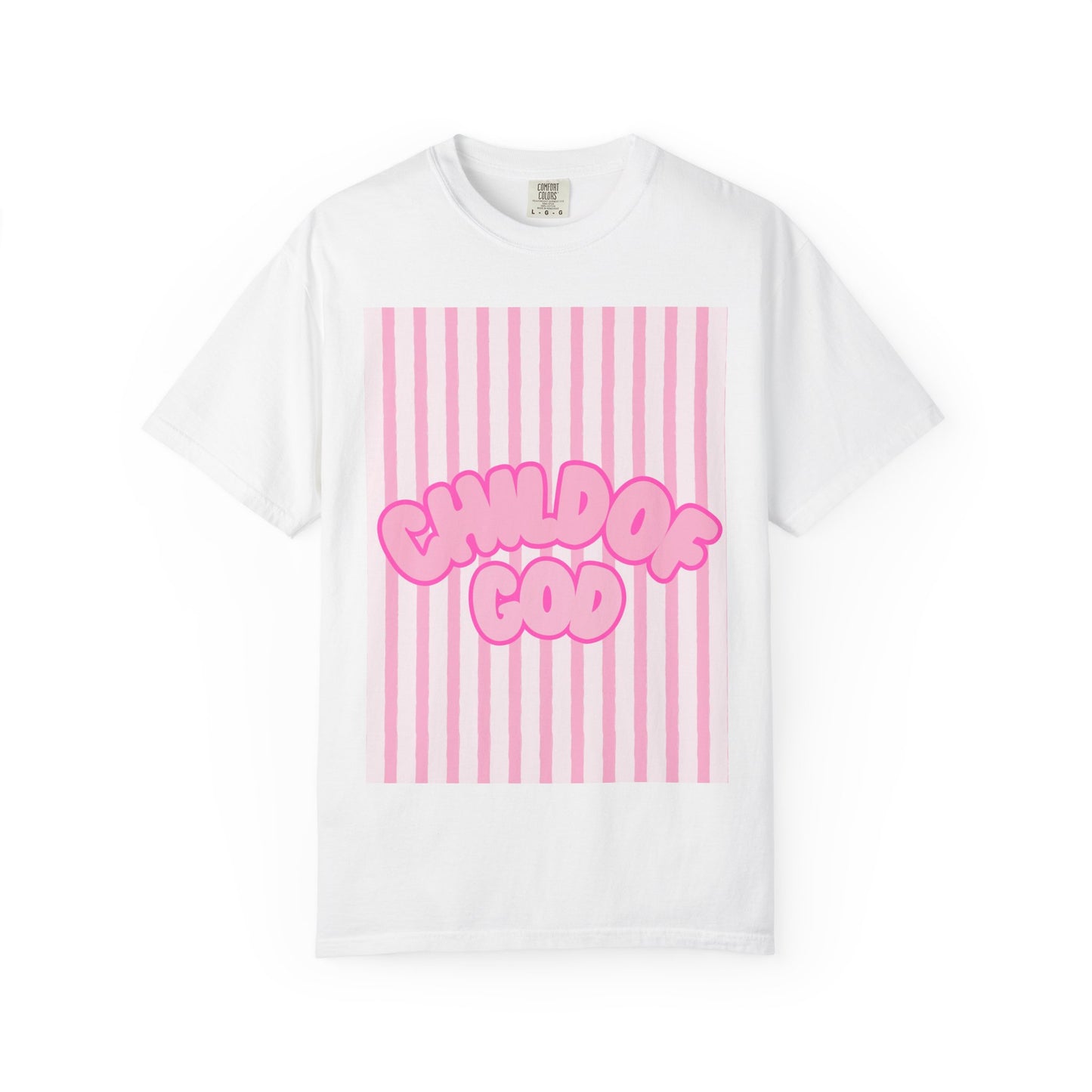 Child of God T-Shirt — Pink Striped Faith Graphic Tee