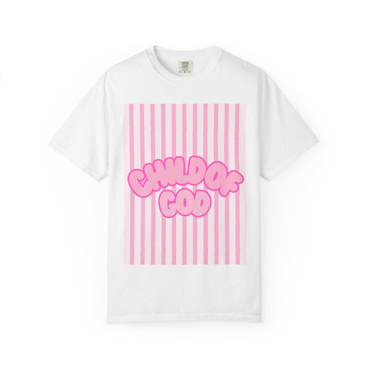 Child of God T-Shirt — Pink Striped Faith Graphic Tee