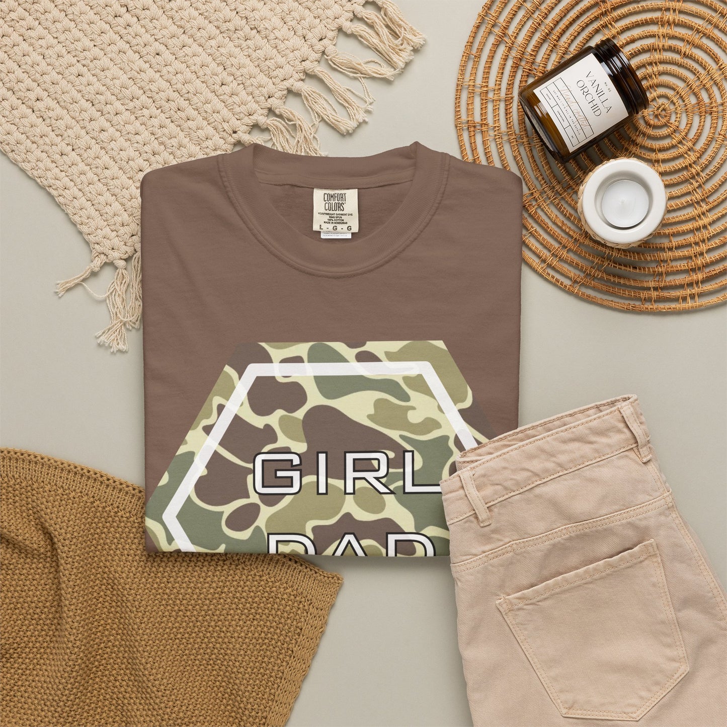 Girl Dad Camo T-Shirt — Military Camo Hexagon Father’s Day Tee